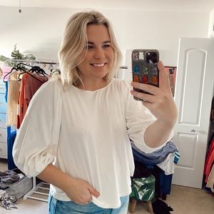 SALE!! Anthropologie white puff sleeve blouse ☆ 3 for $15☆